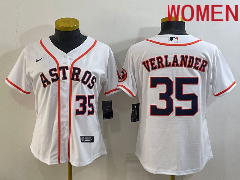 Women Houston Astros #35 Verlander White Game Nike 2022 MLB Jersey->women mlb jersey->Women Jersey